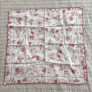Wedgwood Pink and White Floral Handkerchief